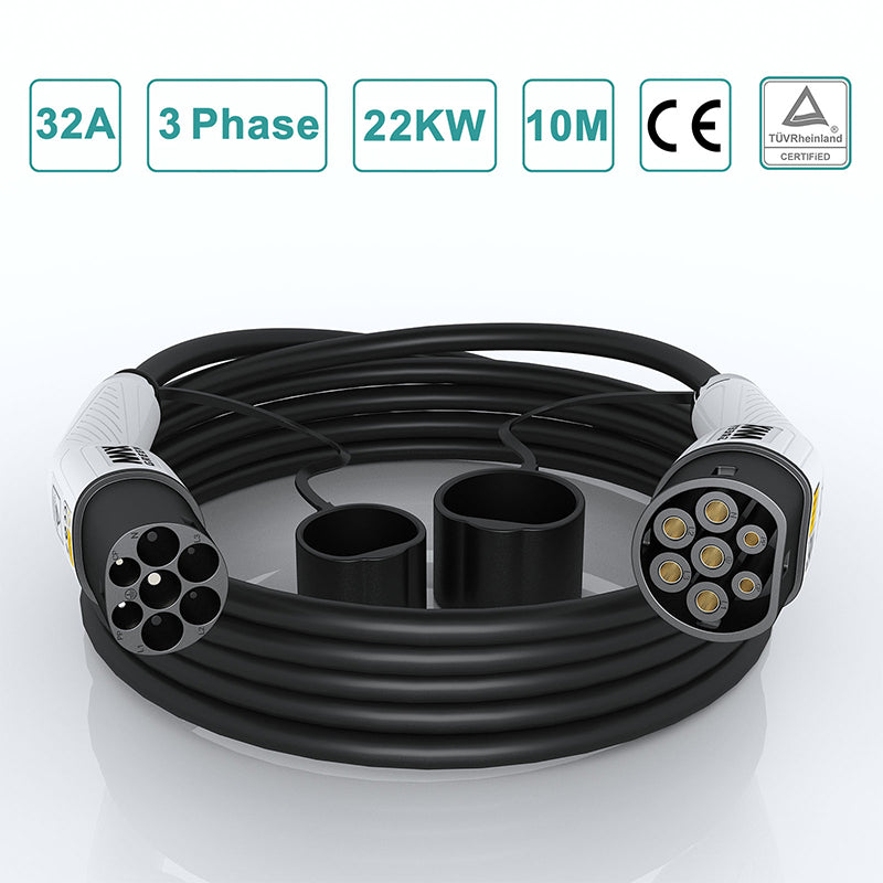 MAX GREEN Câble de charge EV&PHEV Type 2 à Type 2 | 32A | 22KW |